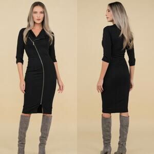 Roserry Chelsea Zipped Jersey Midi Dress In Black